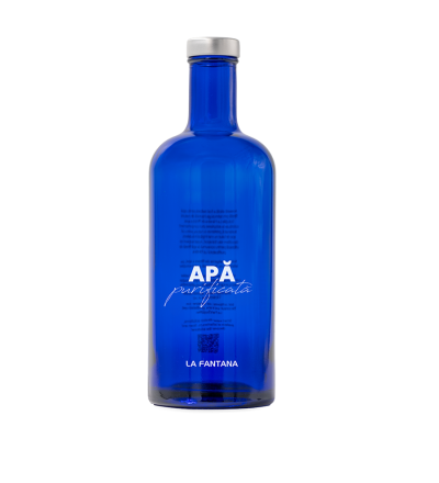 Sticlă albastră pentru apă 750ml, reutilizabilă, cu capac - Pachet 12 sticle apă