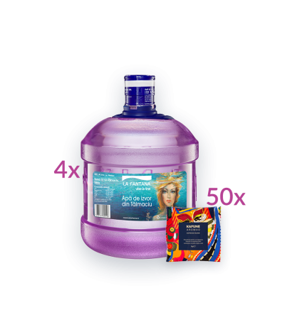 32 litri apă de izvor + 50 de monodoze Kafune AROMAO