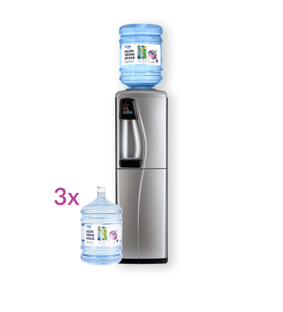 Watercooler Aquacool Carbo 3 - Subscription with carbo watercooler and 57 liters of water, delivered monthly in reusable 19l bottles