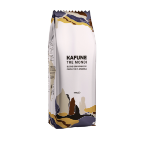 KAFUNE cafea boabe Tre Mondi - Blend superior de cafea boabe 500g, echilibrul perfect între aromele cafelei Arabica din trei regiuni ale lumii