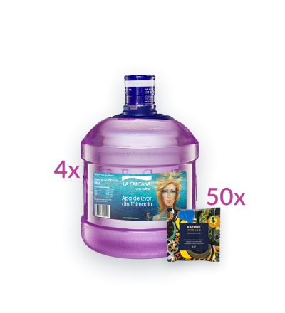 32 litri apă de izvor + 50 de monodoze Kafune INTENSO