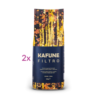KAFUNE cafea boabe Filtro - Blend superior de cafea boabe 1kg pentru filtru, cu un retrogust persistent și ușor picant, cu note de ciocolată