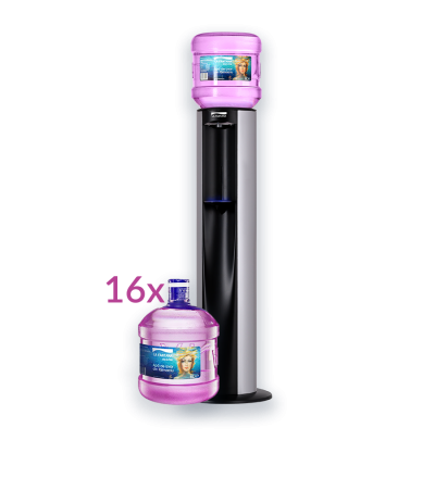 Dozator apă Confort Slim 16 - Abonament Watercooler ( dozator apa ) și 128 litri apă de izvor pe lună, în sticlă reutilizabilă